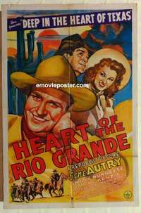 n912 HEART OF THE RIO GRANDE one-sheet movie poster '42 Gene Autry sings!