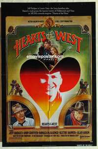 n915 HEARTS OF THE WEST one-sheet movie poster '75 Jeff Bridges, Hess art!