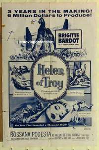 n921 HELEN OF TROY one-sheet movie poster R59 Podesta, Brigitte Bardot
