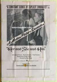 n931 HER & SHE & HIM one-sheet movie poster '69 Max Pecas, French sex!