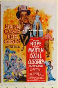 n936 HERE COME THE GIRLS one-sheet movie poster '53 Bob Hope & sexy girls!