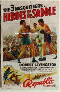 n938 HEROES OF THE SADDLE one-sheet movie poster '40 cool boxing western!