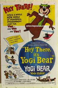n942 HEY THERE IT'S YOGI BEAR one-sheet movie poster '64 Hanna-Barbera