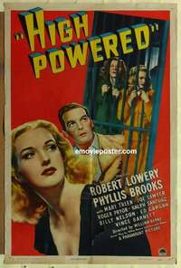 n948 HIGH POWERED one-sheet movie poster '45 Phyllis Brooks, Robert Lowery
