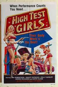 n949 HIGH TEST GIRLS one-sheet movie poster '70s sexy hot rod women!