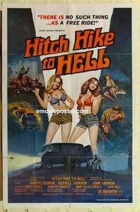 n960 HITCH HIKE TO HELL one-sheet movie poster '77 cool sexy art!
