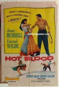 n982 HOT BLOOD one-sheet movie poster '56 Jane Russell, Cornel Wilde