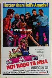 n987 HOT RODS TO HELL one-sheet movie poster '67 classic car racing film!