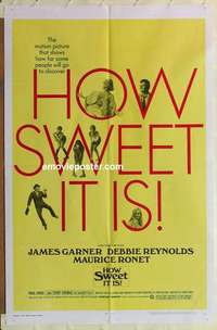 p001 HOW SWEET IT IS one-sheet movie poster '68 Garner, Debbie Reynolds