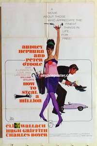 p007 HOW TO STEAL A MILLION one-sheet movie poster '66 Audrey Hepburn