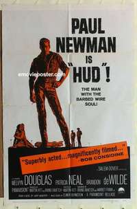 p009 HUD one-sheet movie poster '63 Paul Newman, Martin Ritt classic!