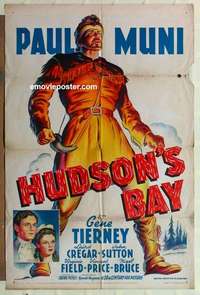 p010 HUDSON'S BAY style A one-sheet movie poster '40 Muni, Gene Tierney