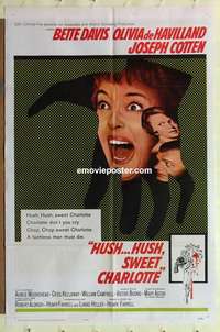 p023 HUSH HUSH SWEET CHARLOTTE one-sheet movie poster '65 Bette Davis