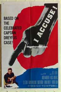 p026 I ACCUSE one-sheet movie poster '57 Jose Ferrer is Captain Dreyfus!