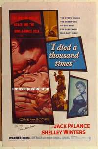 p028 I DIED A 1000 TIMES signed one-sheet movie poster '55 Ed Fury, Holliman