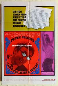 p030 I LOVE YOU ALICE B TOKLAS one-sheet movie poster '68 Sellers, drugs!