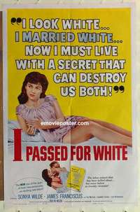 p033 I PASSED FOR WHITE one-sheet movie poster '60 taboo subject!