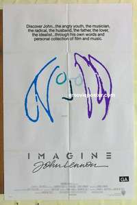 p054 IMAGINE int'l one-sheet movie poster '88 great John Lennon artwork!