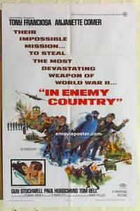 p059 IN ENEMY COUNTRY one-sheet movie poster '68 Tony Franciosa, WWII
