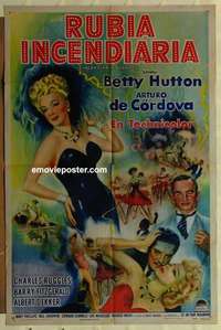 p066 INCENDIARY BLONDE Spanish/U.S. one-sheet movie poster '45 sexy Betty Hutton!