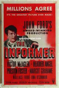 p079 INFORMER one-sheet movie poster R55 John Ford, Victor McLaglen