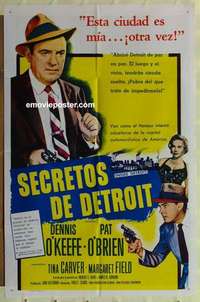 p083 INSIDE DETROIT Spanish/U.S. one-sheet movie poster '55 Dennis O'Keefe, O'Brien