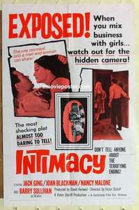 p087 INTIMACY one-sheet movie poster '66 Jack Ging, Joan Blackman
