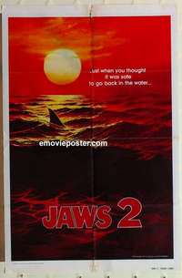 p134 JAWS 2 int'l teaser one-sheet movie poster '78 man-eating shark!