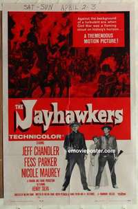 p137 JAYHAWKERS one-sheet movie poster '59 Jeff Chandler, Fess Parker
