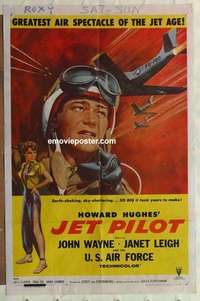 p143 JET PILOT one-sheet movie poster '57 John Wayne, Cold War!