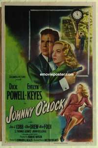 p148 JOHNNY O'CLOCK style B one-sheet movie poster '46 Dick Powell, Keyes