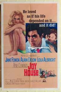 p153 JOY HOUSE one-sheet movie poster '64 Jane Fonda, Alain Delon