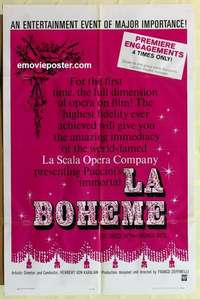 p206 LA BOHEME one-sheet movie poster '65 Franco Zeffirelli, Puccini