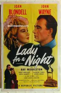 p208 LADY FOR A NIGHT one-sheet movie poster R50 John Wayne, Blondell