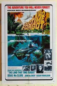 p210 LAND THAT TIME FORGOT one-sheet movie poster '75 Akimoto dinosaur art!