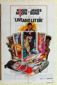 p238 LIVE & LET DIE one-sheet movie poster '73 Roger Moore as James Bond!