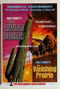 p239 LIVING DESERT/VANISHING PRAIRIE one-sheet movie poster '71 Disney
