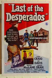 s843 LAST OF THE DESPERADOS one-sheet movie poster '56 Sam Newfield