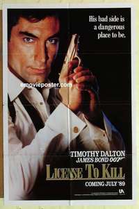 s832 LICENCE TO KILL teaser one-sheet movie poster '89 Dalton as James Bond!