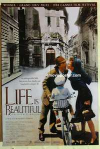 s831 LIFE IS BEAUTIFUL one-sheet movie poster '97 Roberto Benigni, Italian!