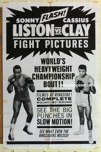 s825 LISTON VS CLAY one-sheet movie poster '64 heavyweight boxing fight!