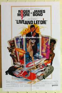 s824 LIVE & LET DIE one-sheet movie poster '73 Roger Moore as James Bond!