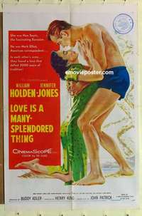 s816 LOVE IS A MANY-SPLENDORED THING one-sheet movie poster '55 Holden