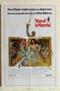 s785 MAN OF LA MANCHA one-sheet movie poster '72 Peter O'Toole, Sophia Loren