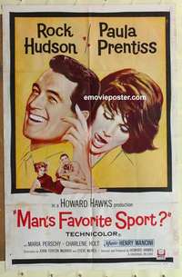 s776 MAN'S FAVORITE SPORT one-sheet movie poster '64 Rock Hudson, Hawks