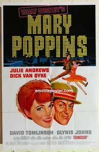 s767 MARY POPPINS style A one-sheet movie poster '64 Julie Andrews, Disney