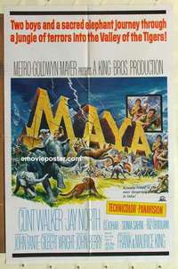 s763 MAYA one-sheet movie poster '66 Clint Walker, a thousand adventures!