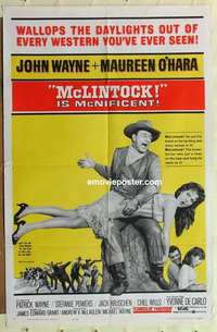 s759 McLINTOCK one-sheet movie poster '63 John Wayne, Maureen O'Hara