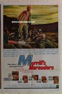 s753 MERRILL'S MARAUDERS one-sheet movie poster '62 Sam Fuller, WWII