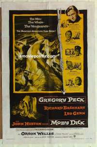 s741 MOBY DICK one-sheet movie poster '56 Gregory Peck, Orson Welles